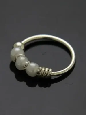 92.5 Sterling Silver Valentine Gift 925 Silver Beaded Nose Ring Tiny Nose Hoop- Dainty Nose Ring- Nostril Piercing Hoop